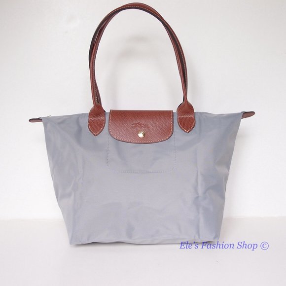 ❤️ NWT LONGCHAMP Le Pliage Small Medium Nylon Shoulder Tote GRAY 100% AUTHENTIC - Picture 7 of 16